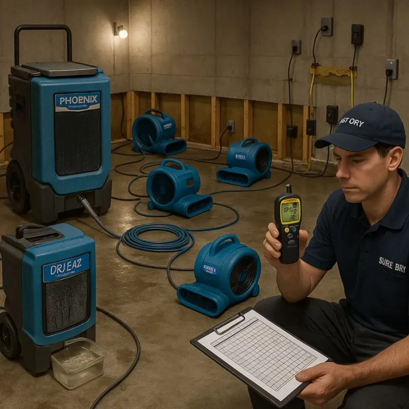 Structural Drying and Dehumidification process in Sidney, IA